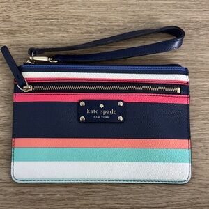 Kate Spade Navy and Multicolor Striped Wristlet